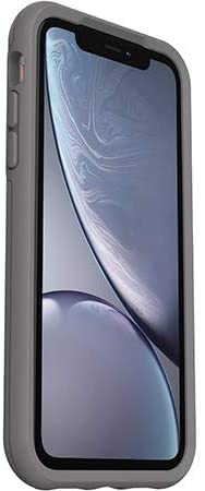 OtterBox Funda rígida ultra delgada con textura para iPhone XR (solo para protector de pantalla, paquete de paquetes, gris musgo piedra/puntos amarillos