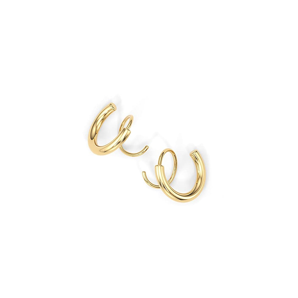 Aretes dobles de aro en espiral para mujeres