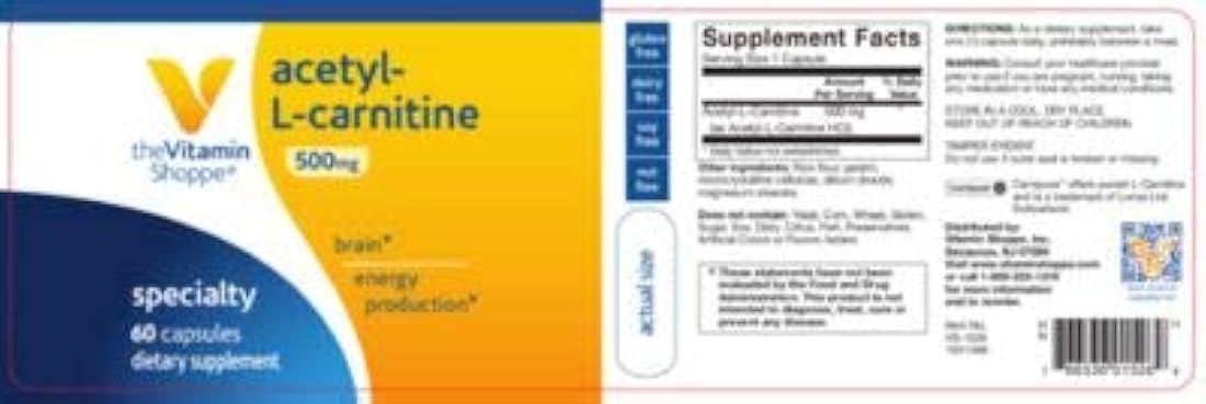 Suplemento dietético acetilo-l-carnitina 60 Cápsulas