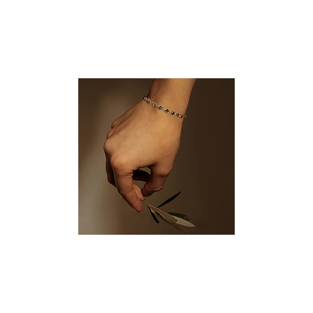 Pulseras de perlas pequeñas dorada chapada en oro para mujer