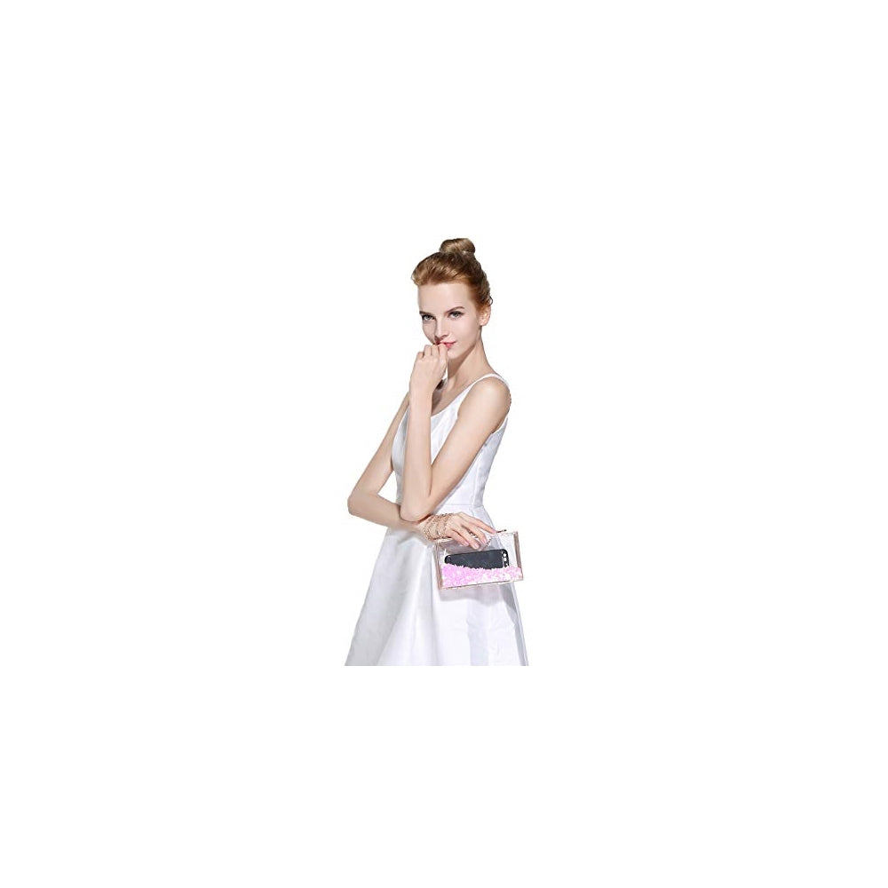 Bolso de mano con lentejuelas transparentes para fiestas
