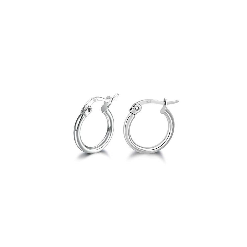 Aretes de aro chapados en oro blanco para mujeres 3 pares