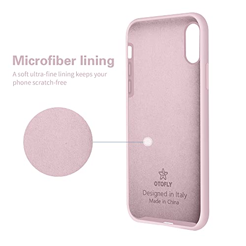 OTOFLY - Carcasa de silicona líquida a prueba de golpes, anti rayaduras y huellas dactilares, para iPhone Xs/ iPhone X, de 5.8 pulgadas (color rosa hielo)