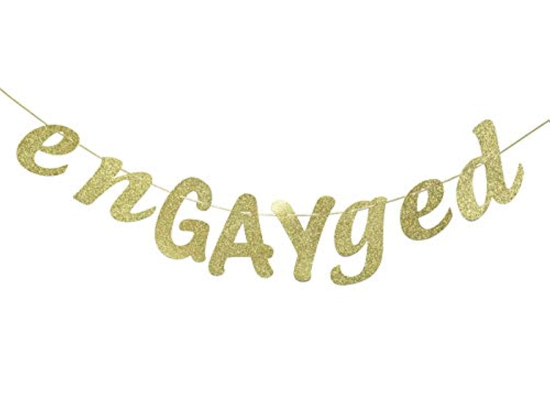 Cartel con purpurina de EnGAYged, fiesta de compromiso gay