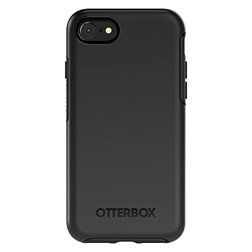 OtterBox Symmetry Series - Funda para iPhone SE de 3ª generación (2022), iPhone SE 2ª (2020), iPhone 8, iPhone 7 (no Plus) con protector de pantalla de vidrio templado, paquete - Embalaje a granel - Negro