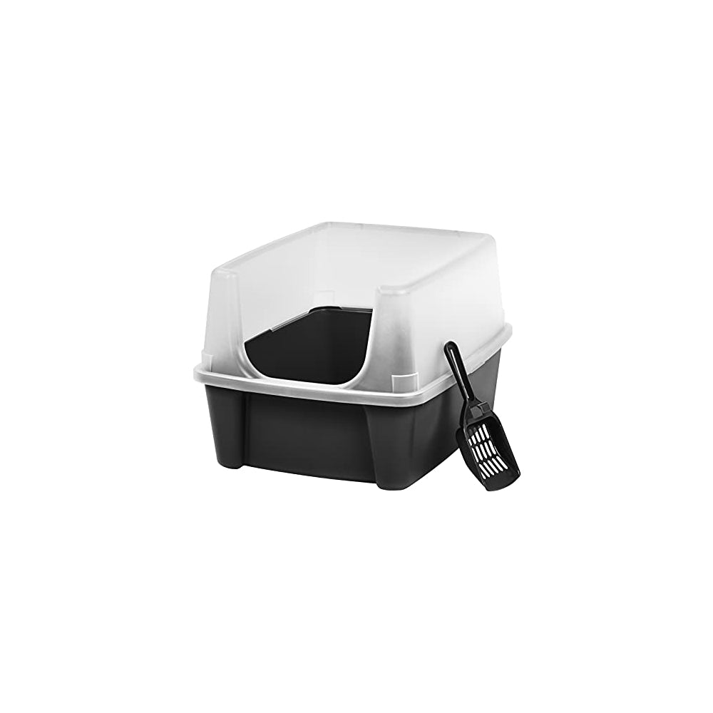 Caja de arena para gatos con escudo y pala para arena