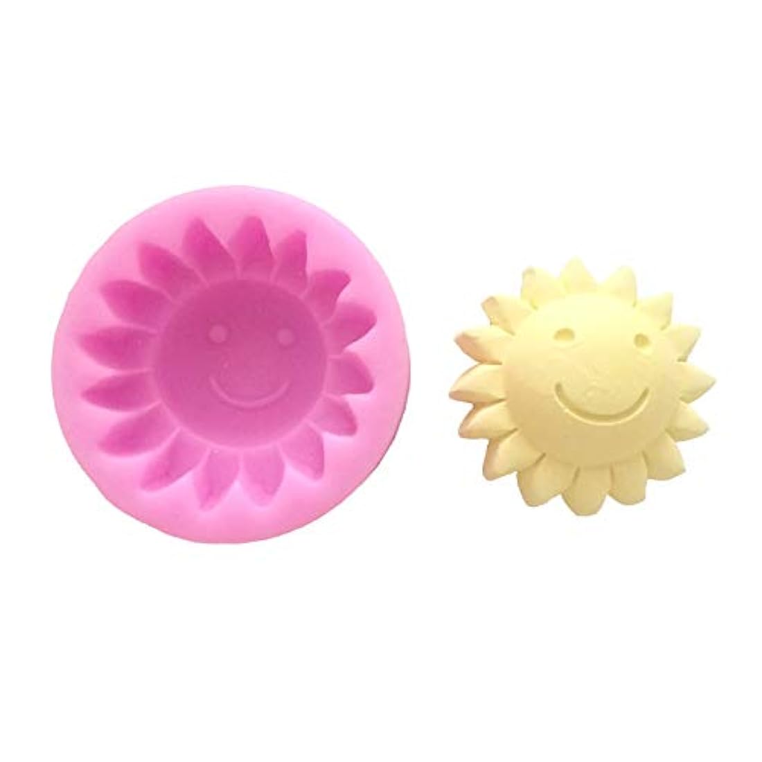 Molde de jabón de silicona con diseño de cara sonriente del sol, para decoración de tartas, con forma de flor de sol, chocolate, chocolate, fondant, barra de loción, molde de arcilla polimérica