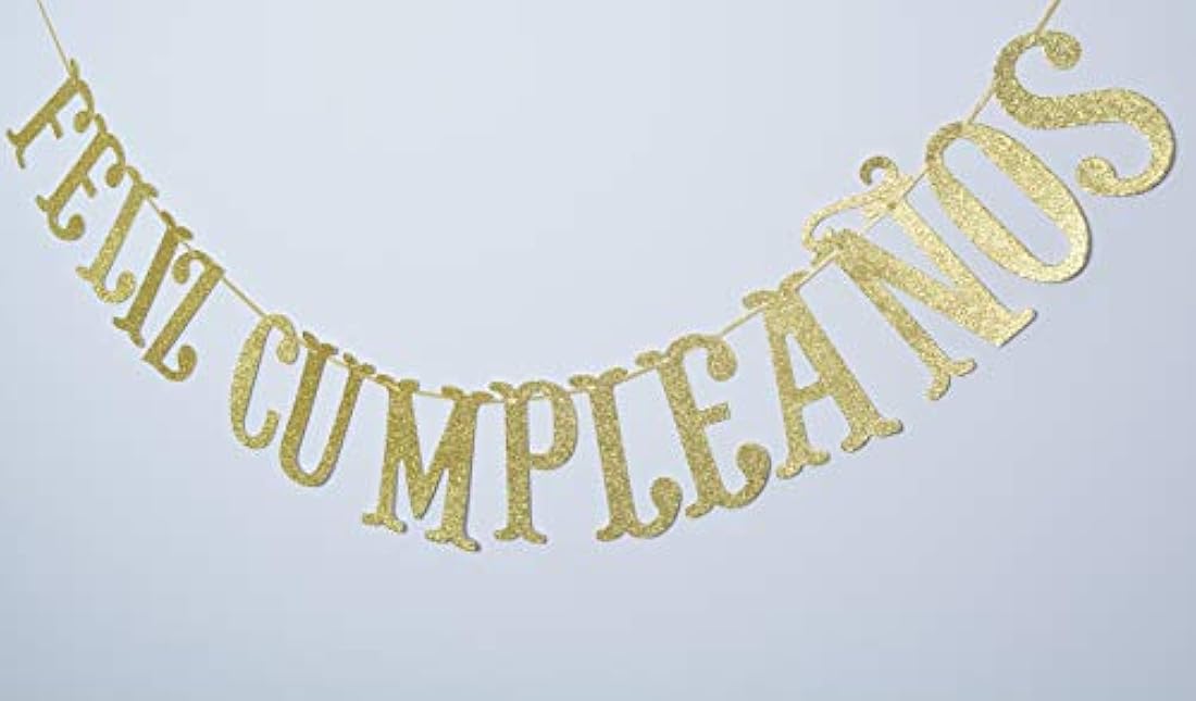 Feliz Cumpleaños con purpurina dorada, (dorado)