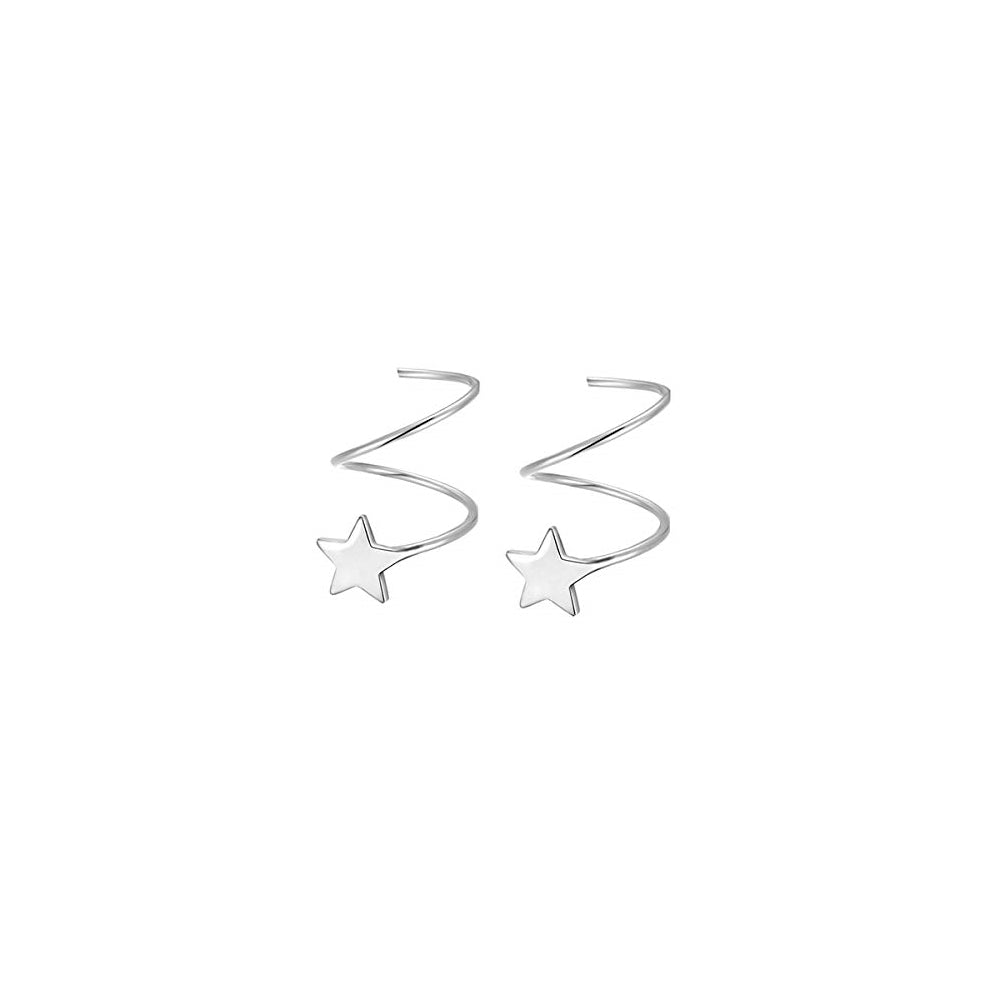 Aretes de plata con diseño de estrella para mujer