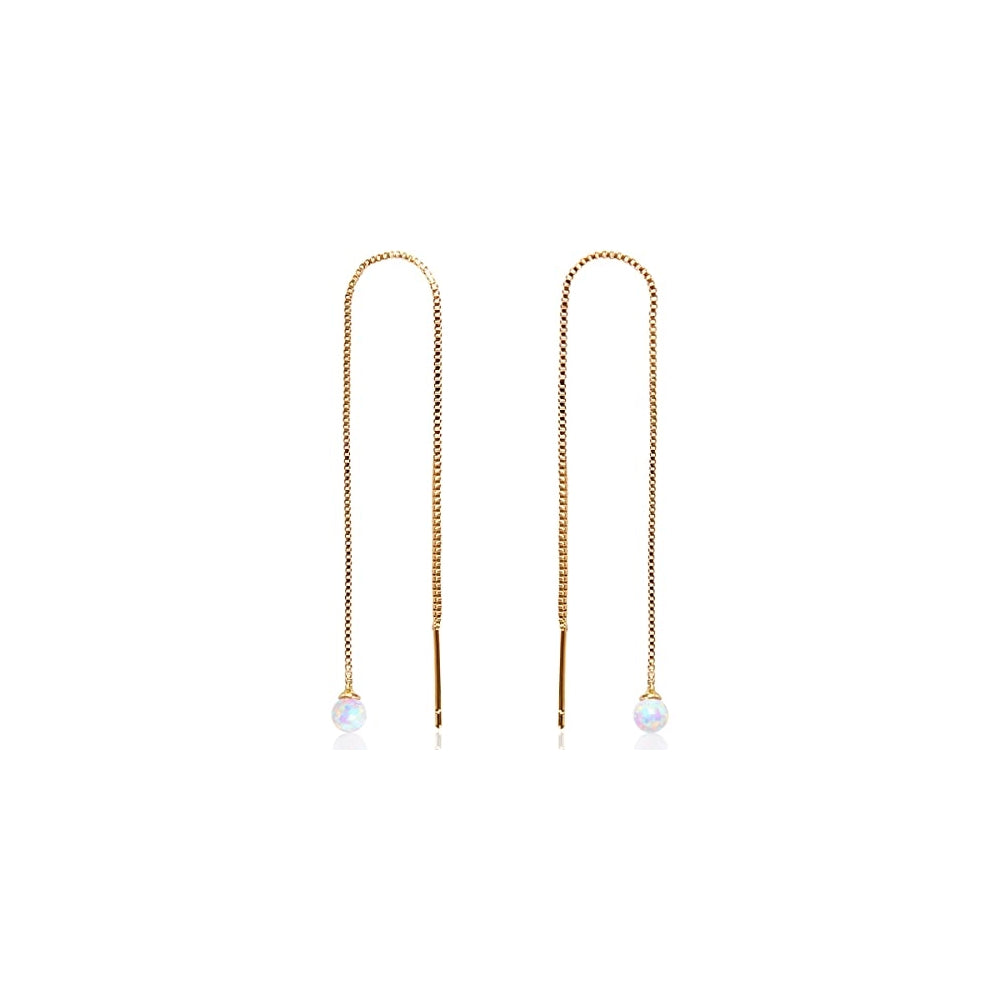 Aretes enhebradores para mujer con ópalos