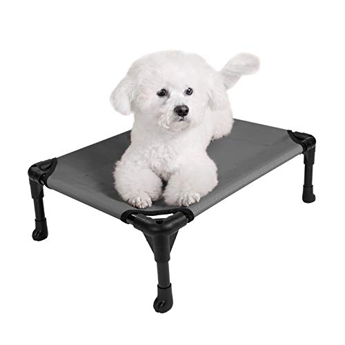 Veehoo - Cama elevada para perros, catre elevado portátil, alfombrilla impermeable y transpirable, tela de malla de textileno duradero, pies antideslizantes, uso en interiores o exteriores, S