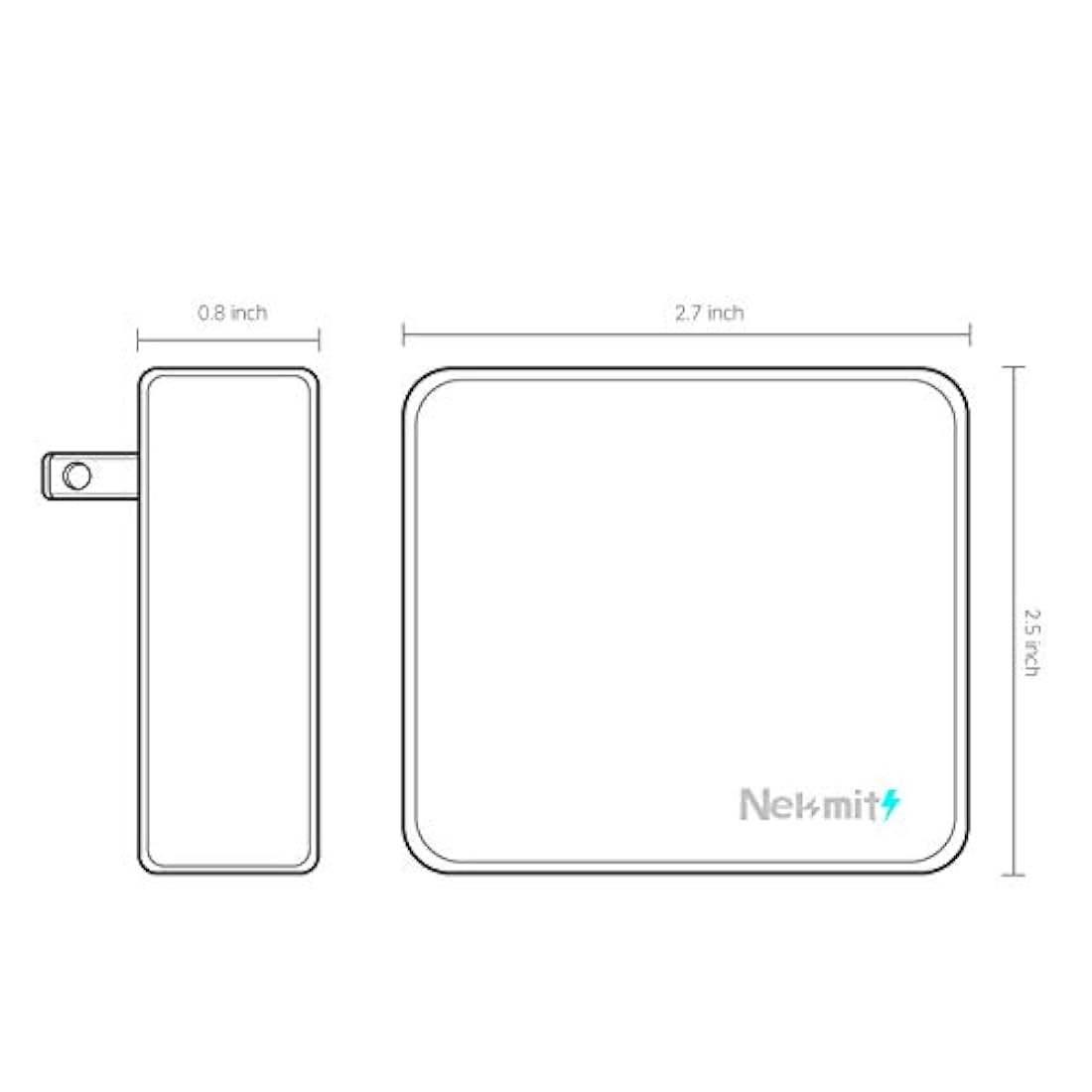 Nekmit - Cargador de pared USB C plano de 42 W con 4 puertos