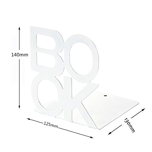 Extremos de libro – Soportes decorativos de metal para escritorio de estantería, libros, diseño único de apariencia, resistente (blanco)