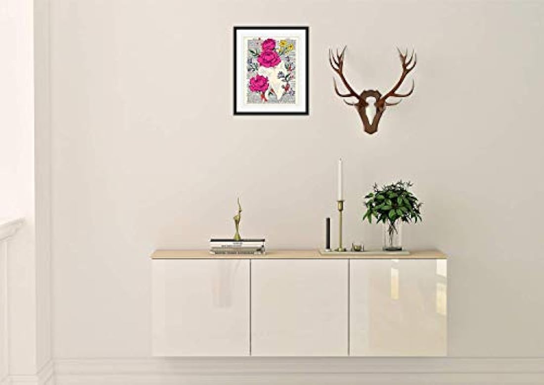 cartel de decoración de diente con flores sin marco