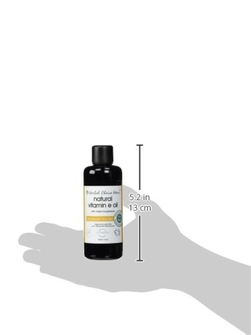 Aceite natural de vitamina E de Herbal Choice Mari (3.4 fl oz botella de vidrio) – fabricado con ingredientes orgánicos – sin productos químicos sintéticos tóxicos – Tamaño de viaje aprobado por la TSA