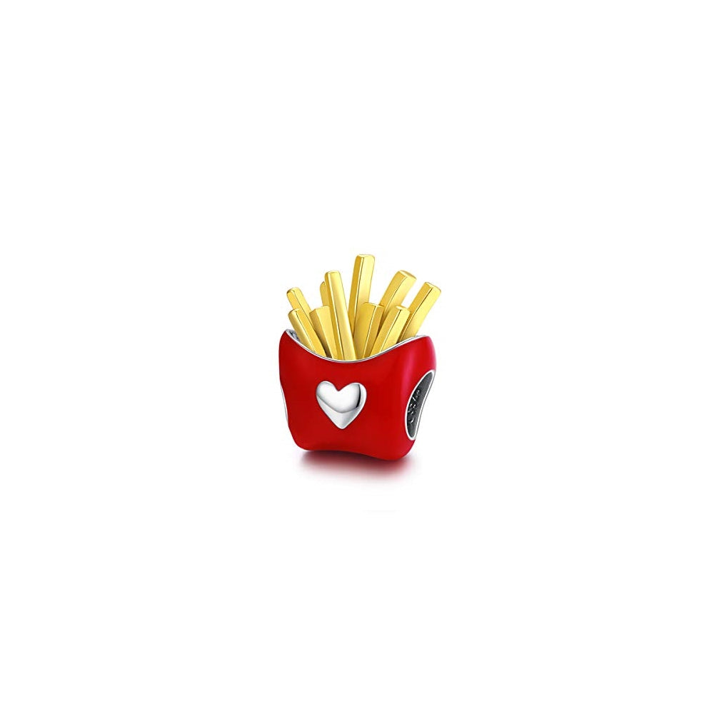 Dijes y Medallas de plata de ley con diseño de papas fritas