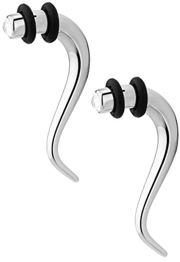 Par de acero quirúrgico 4 G Ronda circonio cúbico vidrio