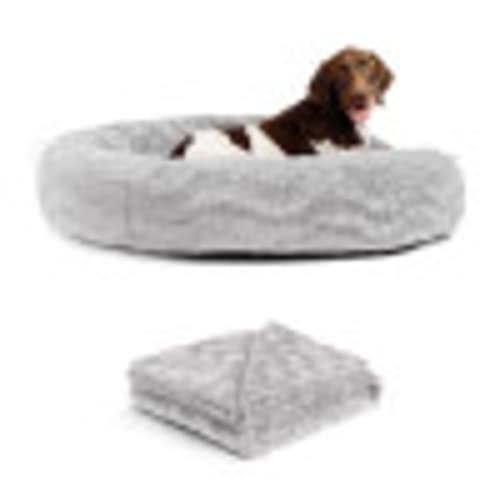 Cama original para perros con forma de dona piel sintética