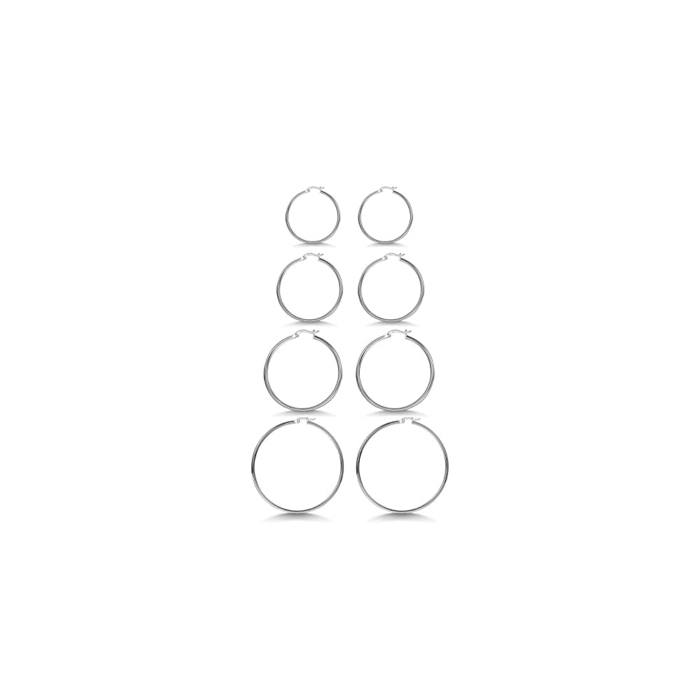 Aretes de aro de plata chapados en oro blanco para mujeres