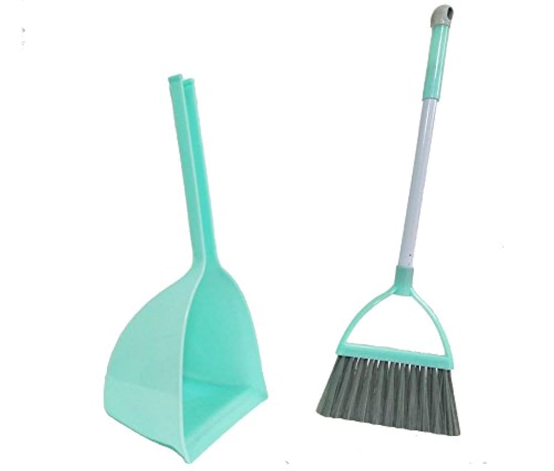 Xifan, miniescoba con palita para niños, pequeño juego de tareas domésticas, Azul claro