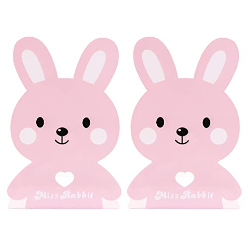 Sujetalibros de metal de conejo rosa con forma de corazón hueca, extremos de libro de hierro para niños, escuela, biblioteca, cumpleaños, Navidad, estudio, regalo, decoración del escritorio del hogar