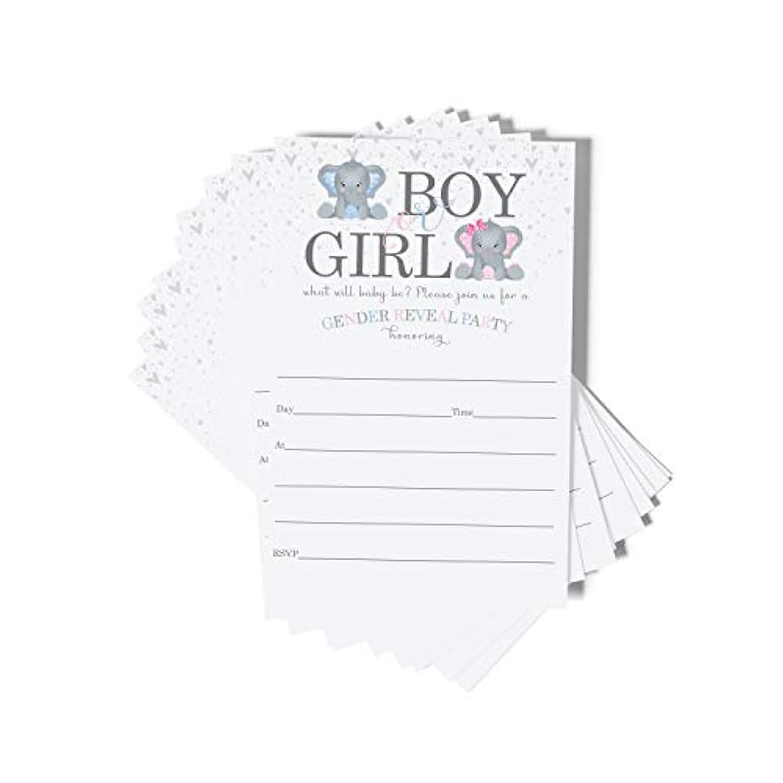 tarjeta de invitacion con diseño de elefantes(25 unidades)