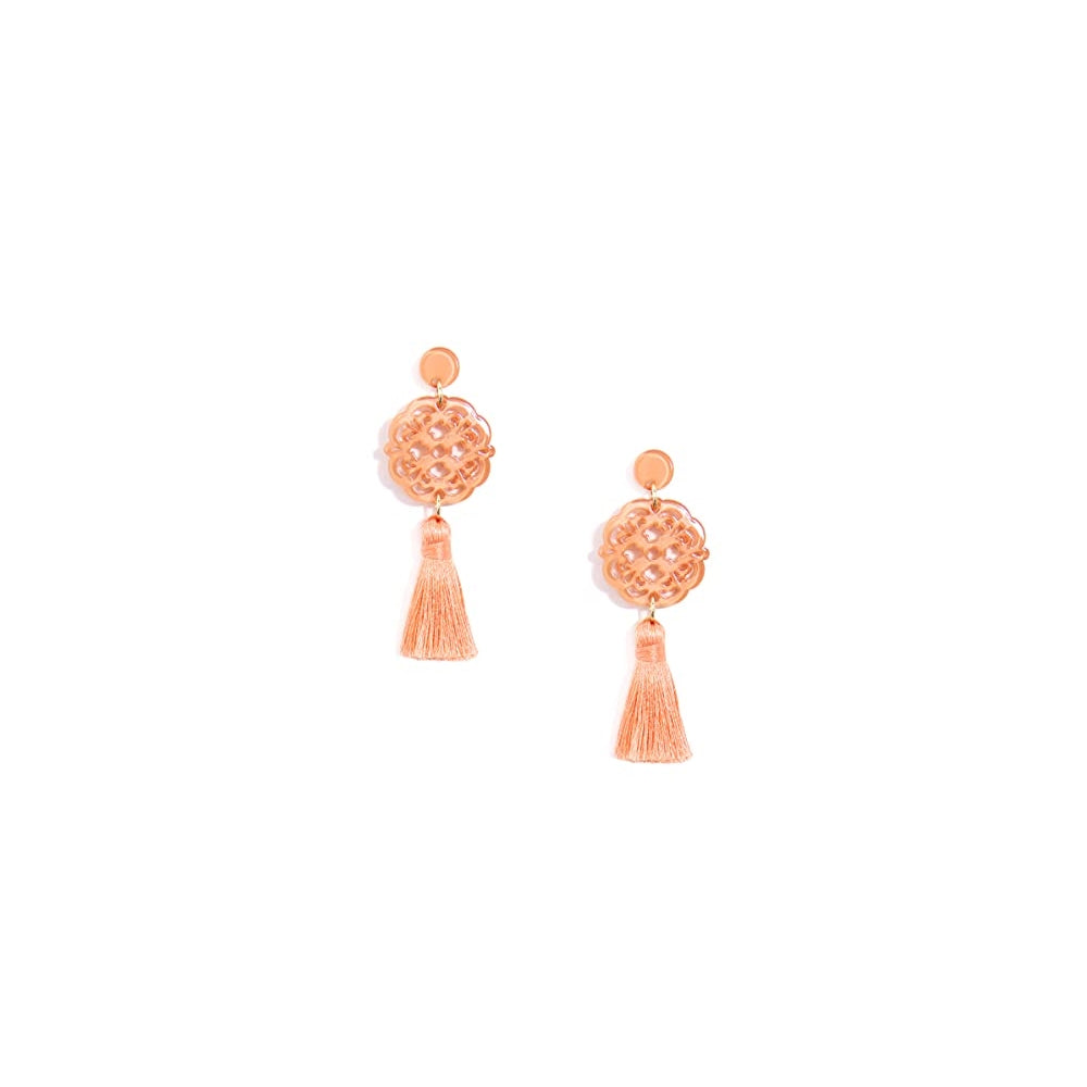 Aretes de borla de resina acrílica para mujeres beige