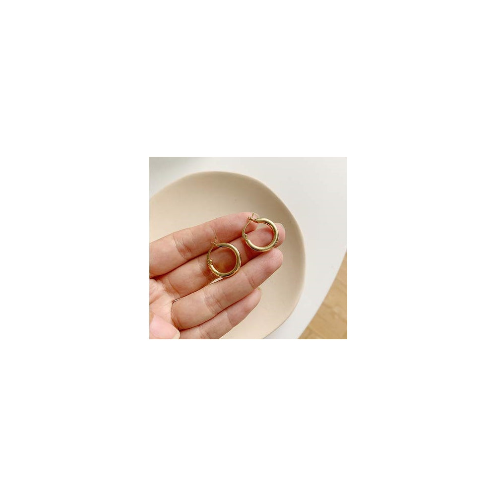 Aretes de aro chapados en oro blanco para mujeres