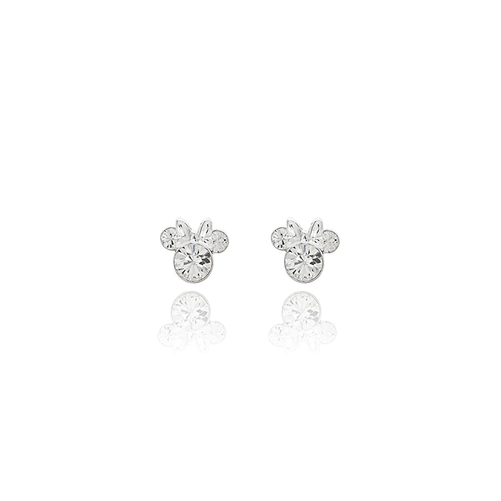 Aretes chapados en plata con piedra natal de Minnie Mouse