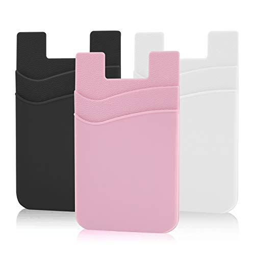 Funda para teléfono móvil SS con tarjetero de silicona, con bolsillos dobles compatibles con iPhone, Android, Samsung Galaxy 3 Pack