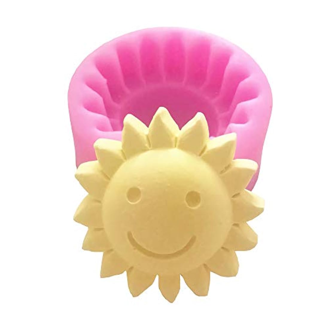 Molde de jabón de silicona con diseño de cara sonriente del sol, para decoración de tartas, con forma de flor de sol, chocolate, chocolate, fondant, barra de loción, molde de arcilla polimérica
