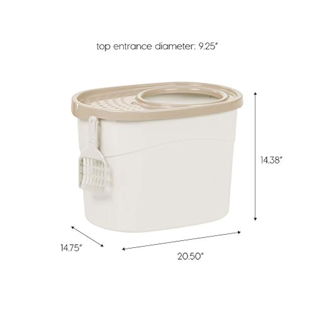 Caja de arena para gatos de entrada superior con pala