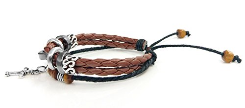 Pulsera trenzada tejida de cuero ajustable