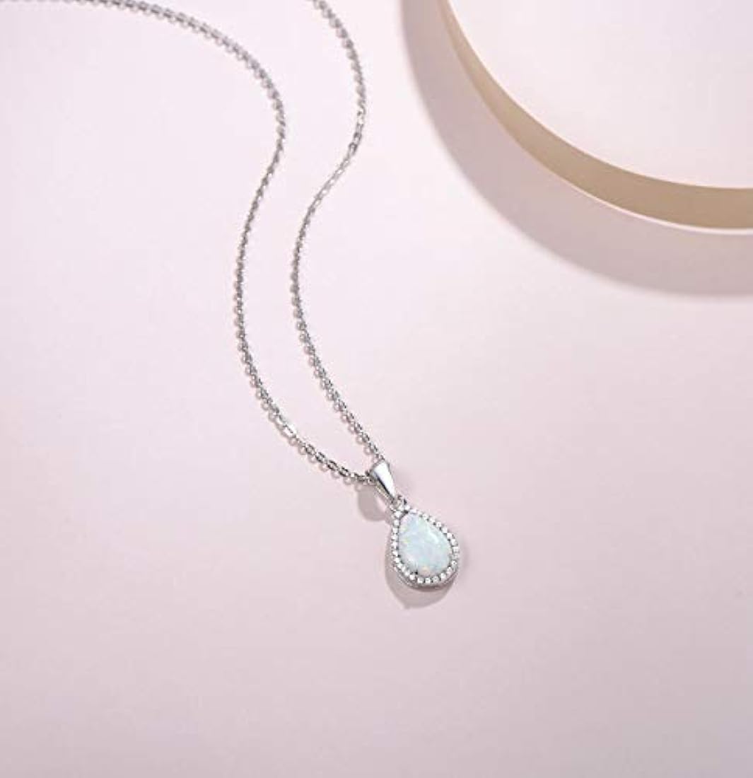 Collar con ópalo de fuego blanco de plata de ley