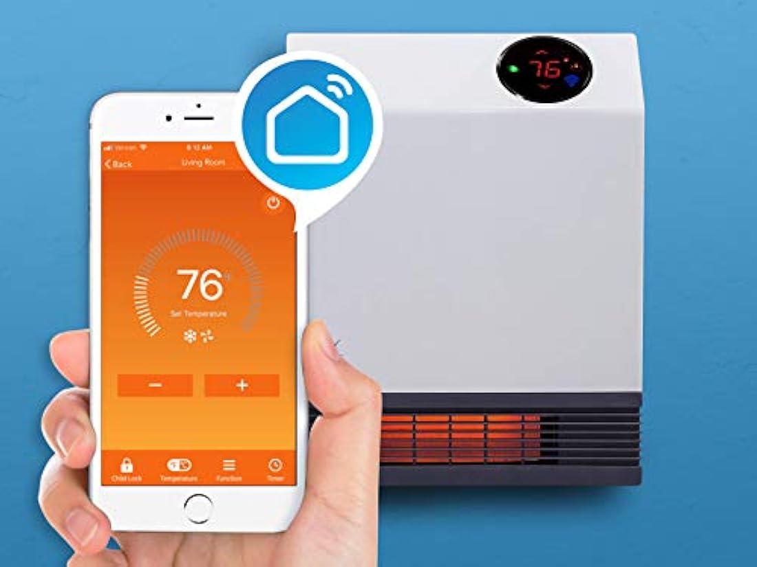 Calentador de pared infrarrojo 1000 vatios WIFI Interiores