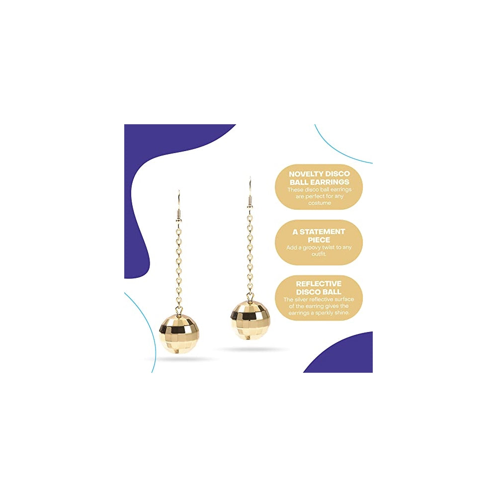 Aretes colgantes de bola de discoteca para mujer