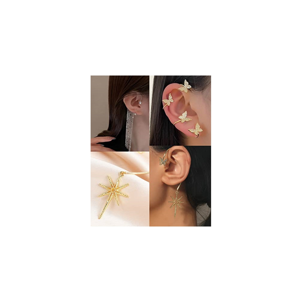 Aretes de mariposa largos con borla para las orejas