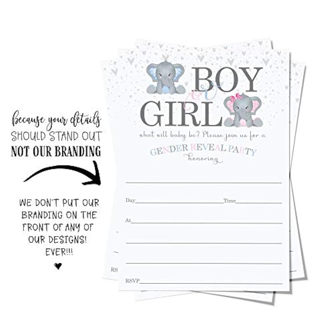 tarjeta de invitacion con diseño de elefantes(25 unidades)