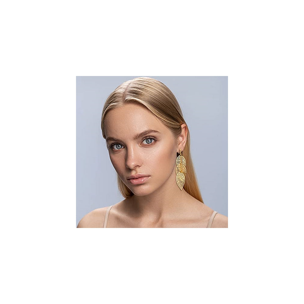 Aretes colgantes con clip en gota bohemia para mujeres