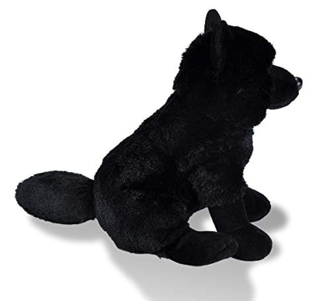 Peluche de lobo (peluche, 12.0 in), color negro.