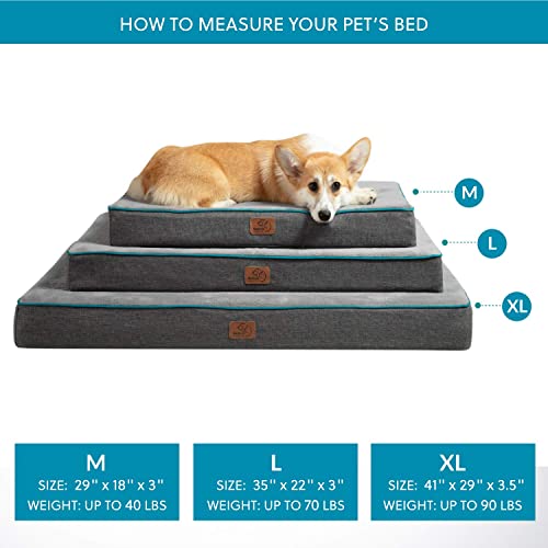 Bedsure Cama ortopédica grande de espuma viscoelástica para perro, cama lavable para perro con forro impermeable y funda extraíble, cama de felpa de franela con parte inferior antideslizante para perros medianos, grandes y extragrandes