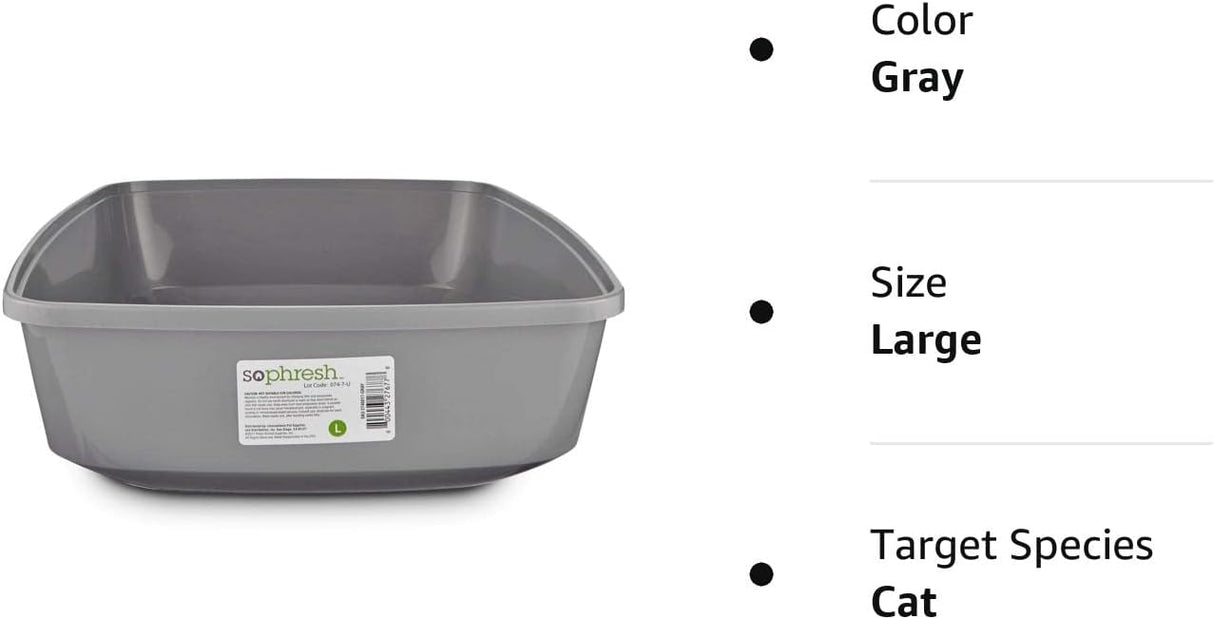 Caja de arena gris abierta para gatos grande So Phresh