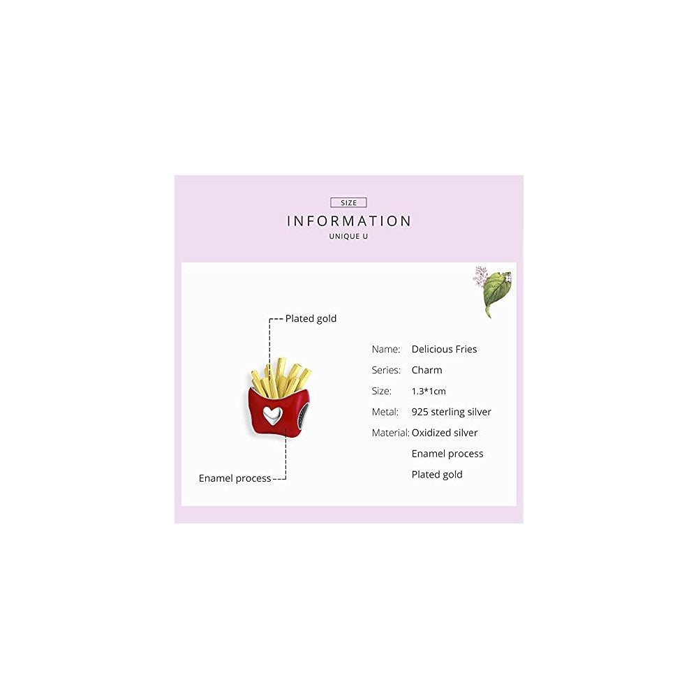 Dijes y Medallas de plata de ley con diseño de papas fritas