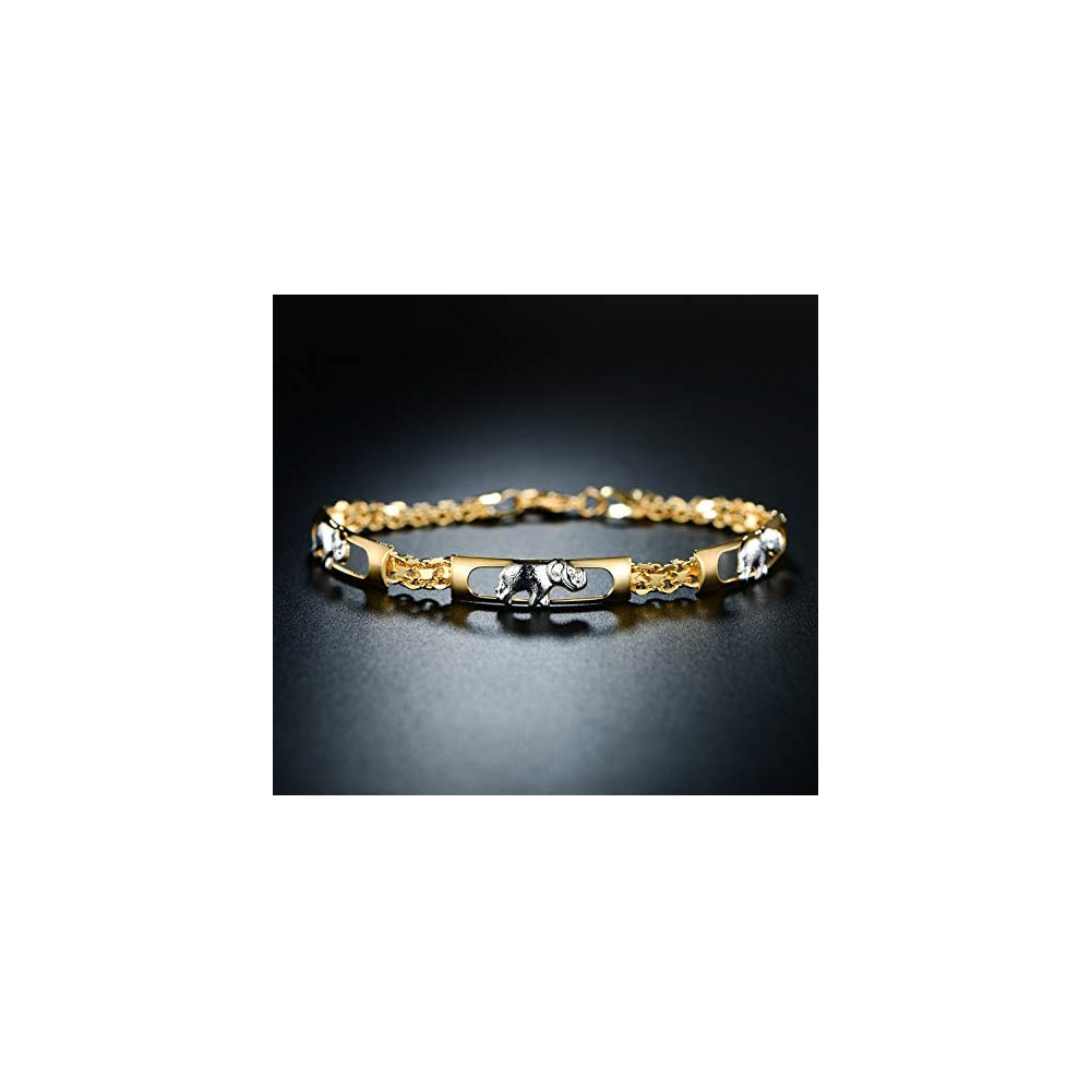 Pulseras de elefante chapado en oro 18 quilates para mujer