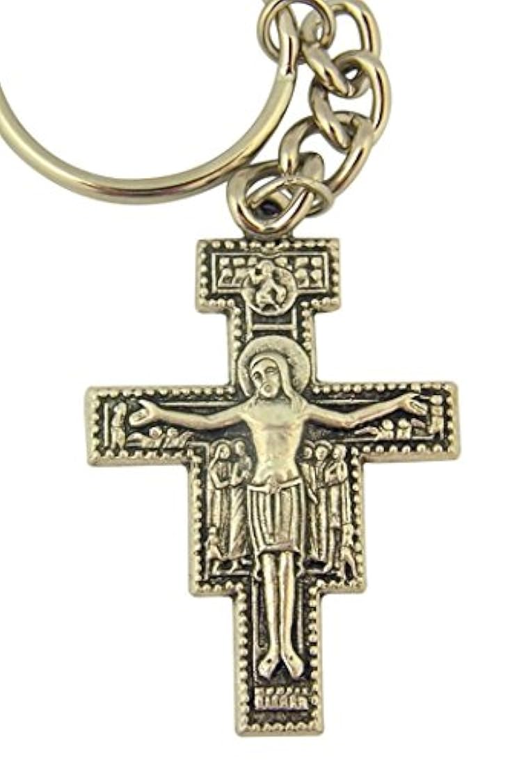 Cadena de plata tono la Cruz Crucifijo de San Francisco