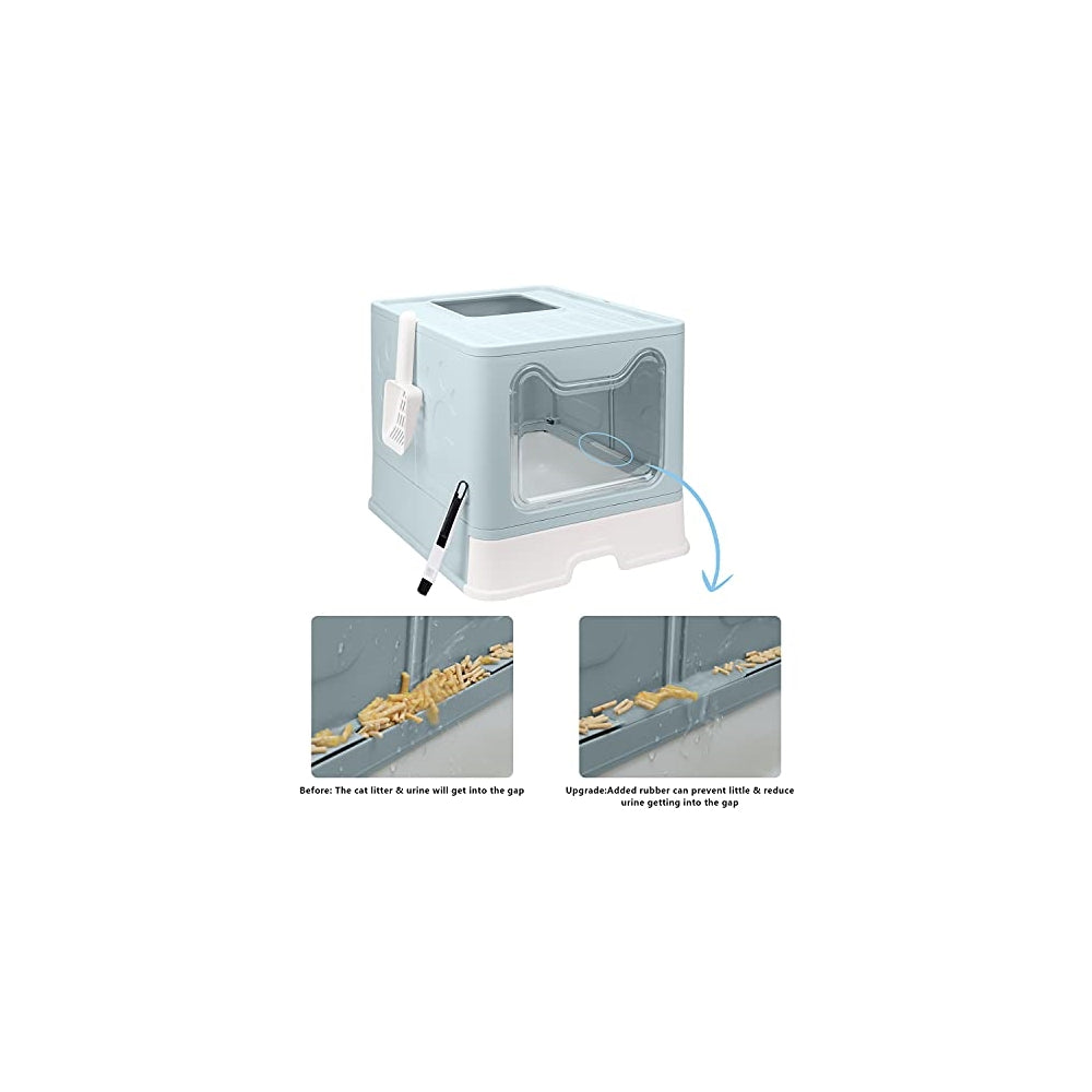 Caja de arena plegable para gatos con tapa, orinal cerrado