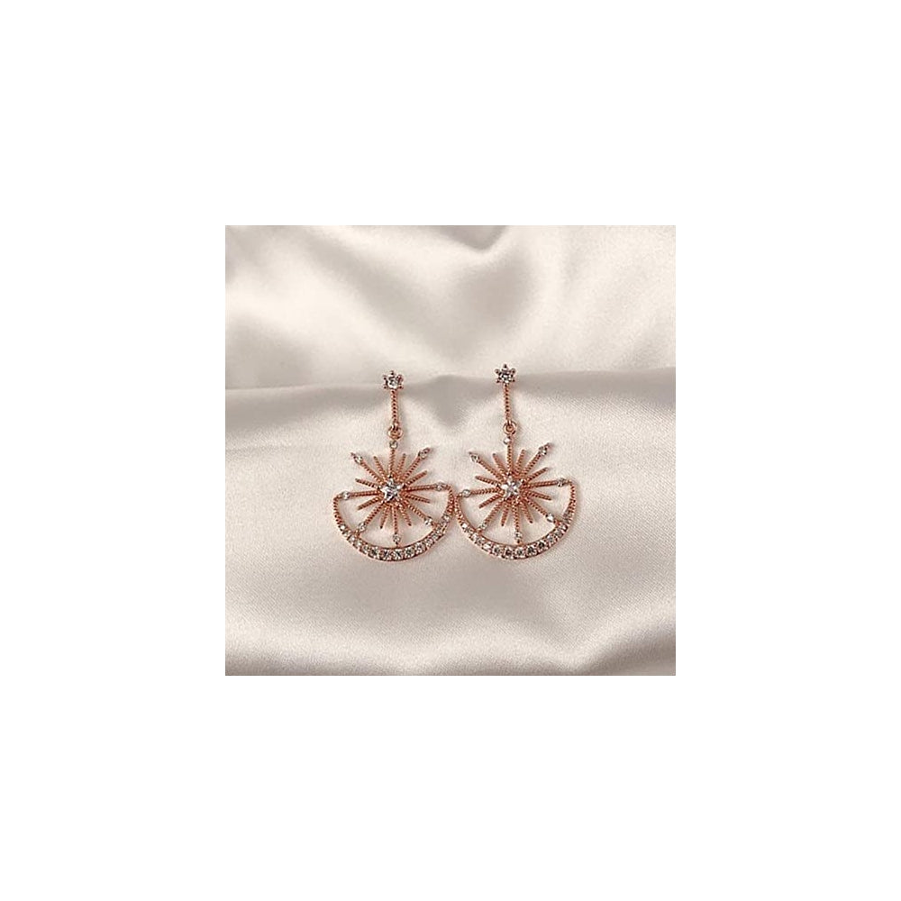 Aretes colgante con diseño luna y estrella para mujeres