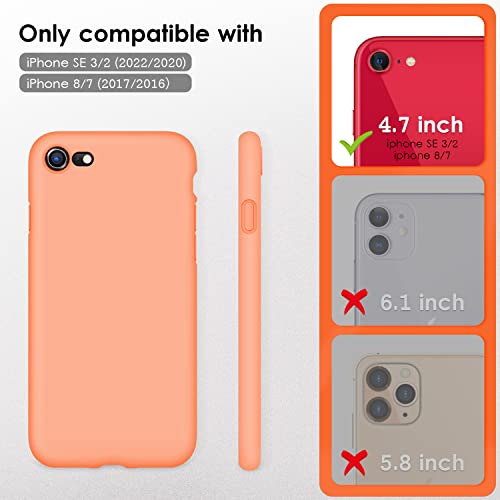 DTTOCASE - Funda para iPhone SE 2022/2020, iPhone 8, iPhone 7, funda de silicona líquida para iPhone SE 8 7 de 4.7 pulgadas, funda protectora colorida suave y sedosa para niñas y mujeres, nectarina