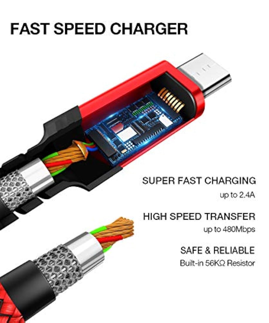 JSAUX - Cable de carga micro USB, 3 unidades