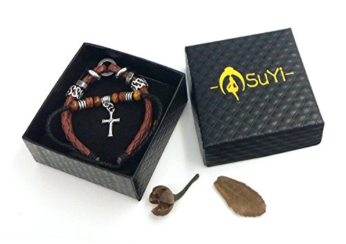 Pulsera trenzada tejida de cuero ajustable